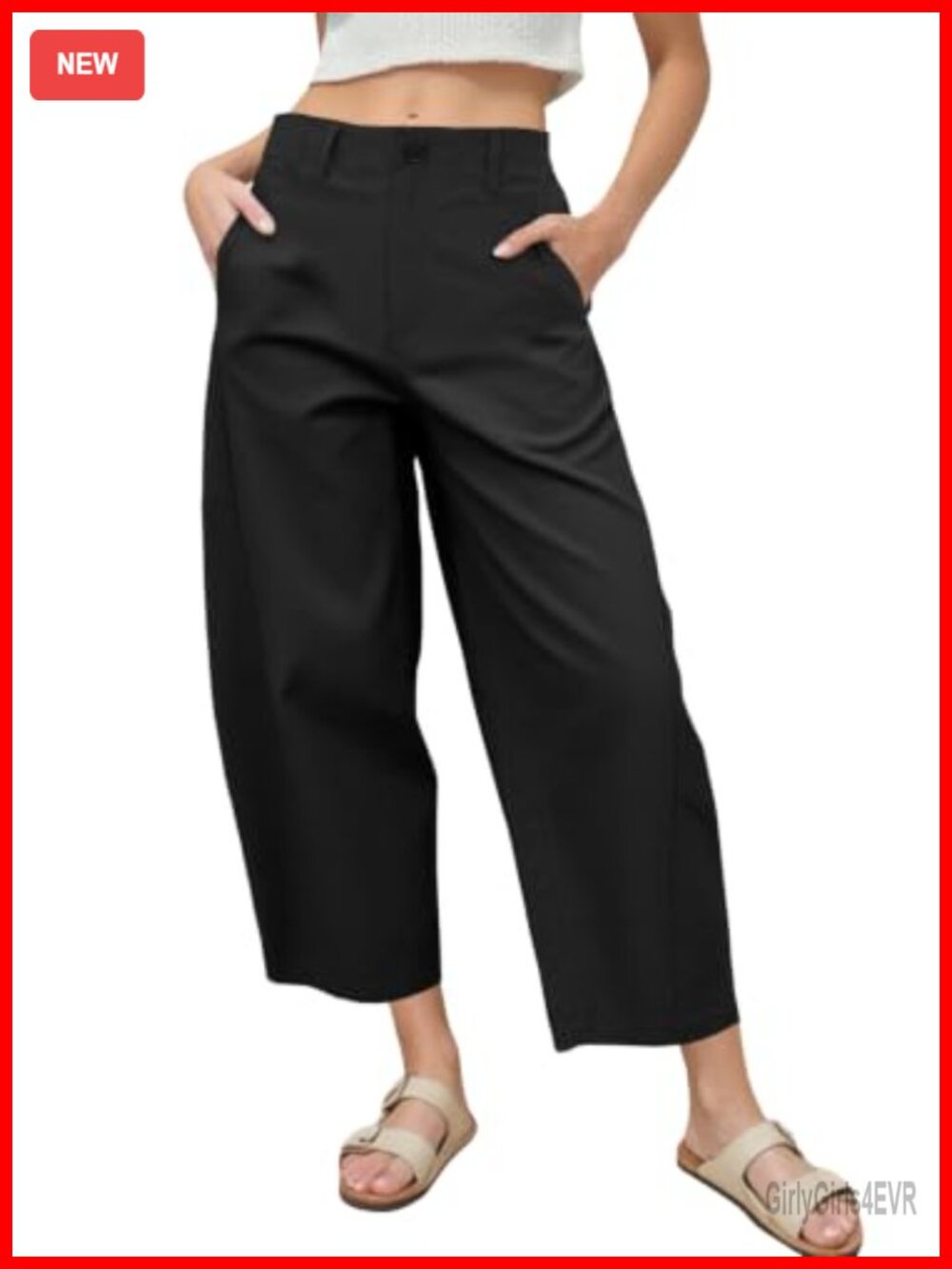 Women's Barrel Leg Pants High Waisted Wide Leg Casual Harem Trousers with